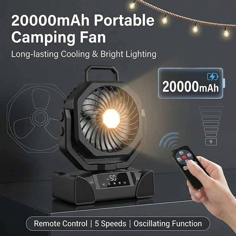 Outdoor Lighting Timer Switch - Car Fan Camping Fan Auto-Oscillating Rechargeable