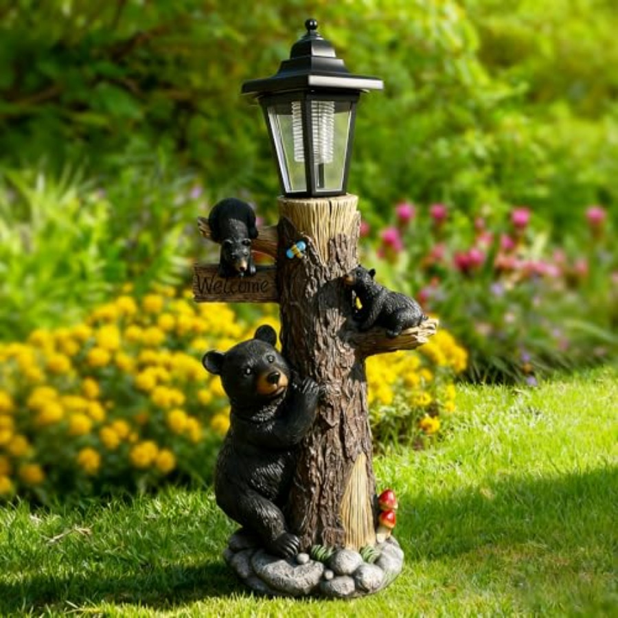 Outdoor Lighting On Trees - Outdoor garden bear statue with solar