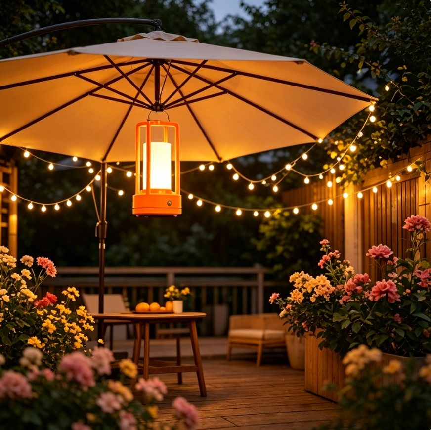 Outdoor Lighting Lamps - Modern Orange Cage Table Lamp Rechargeable