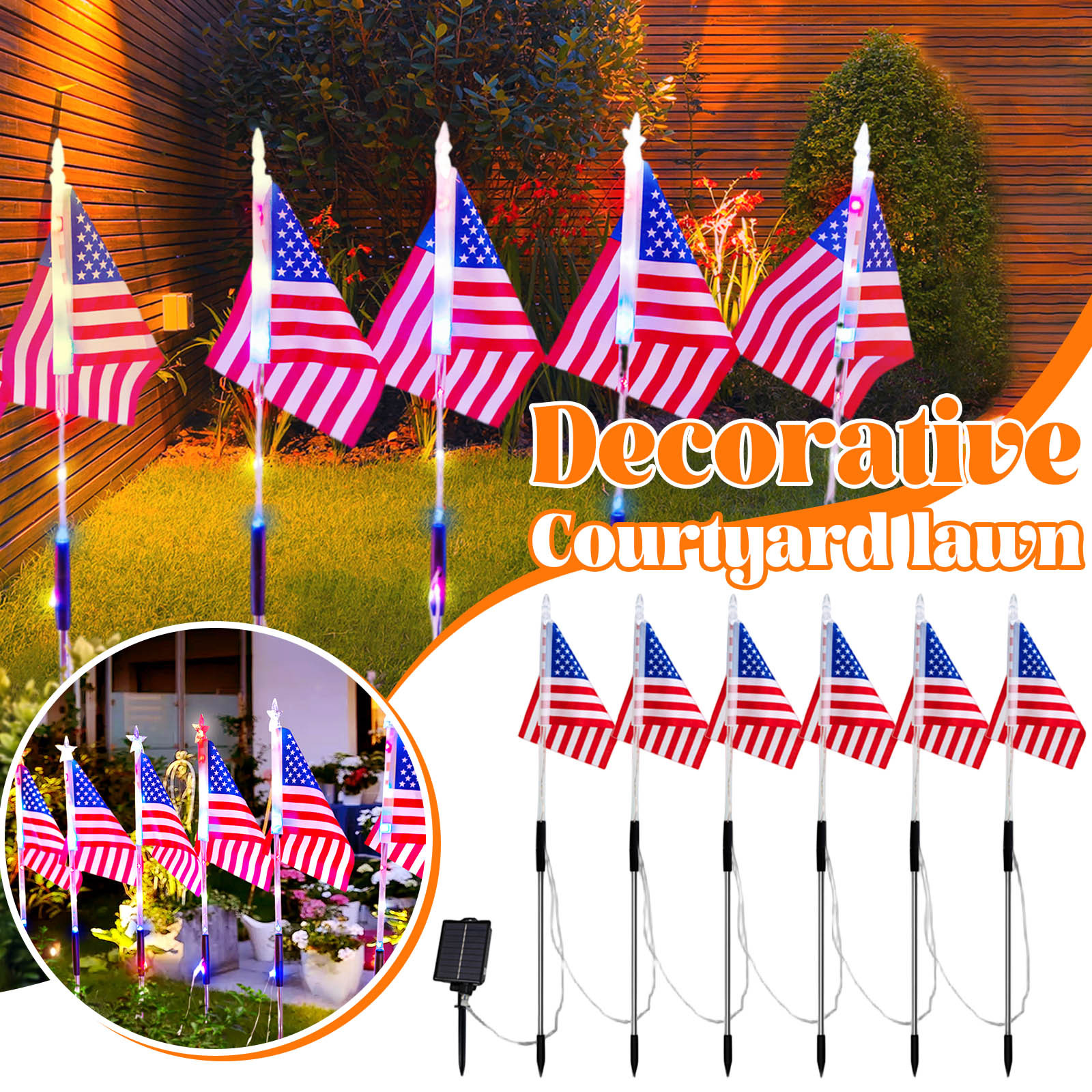 Solar Led American Flag Stake  - Outdoor Lighting Yard Stakes avaliação e preço