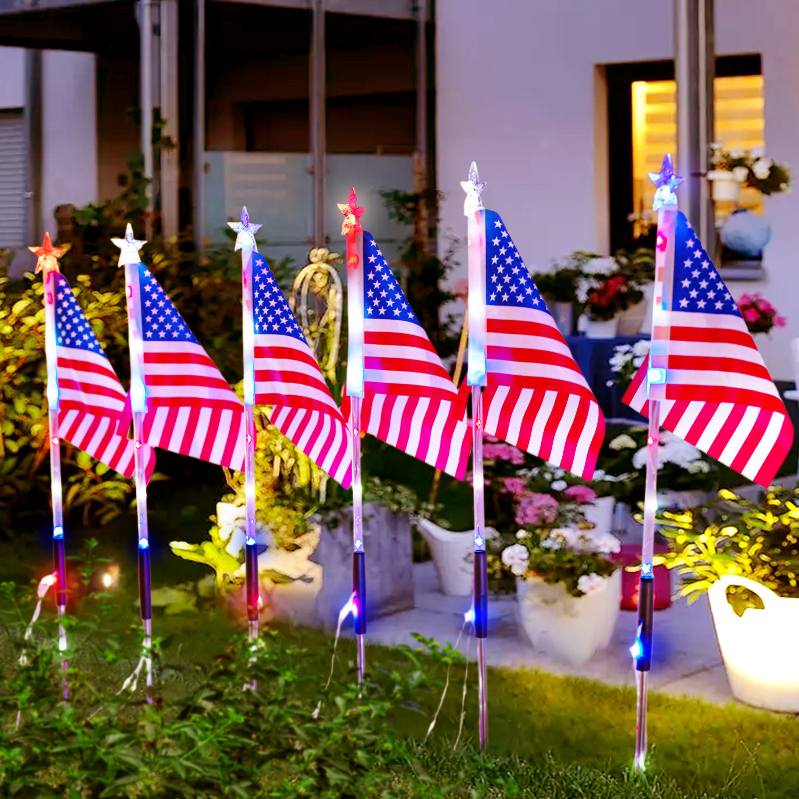 Solar Led American Flag Stake  - Outdoor Lighting Yard Stakes avaliação e preço