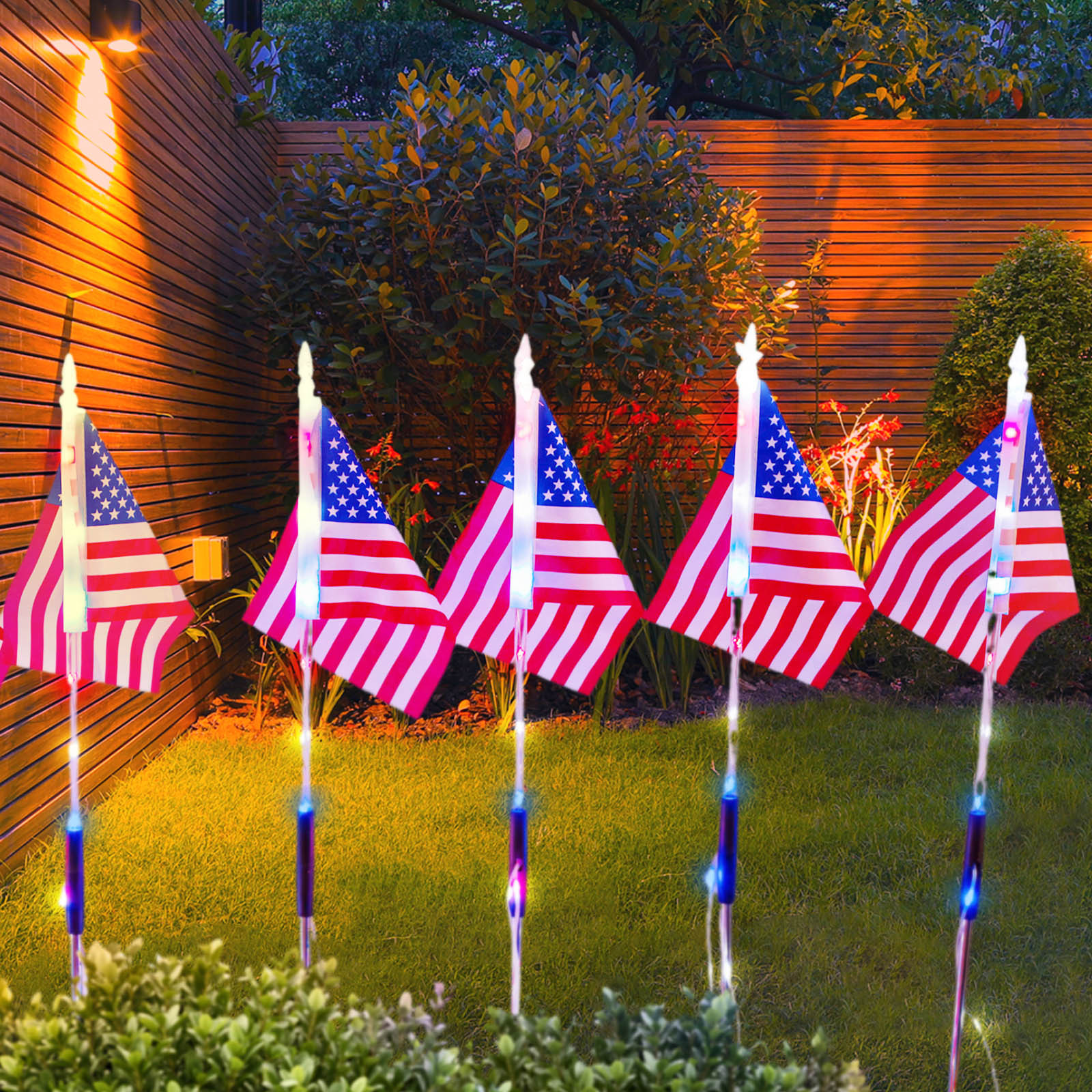Solar Led American Flag Stake  - Outdoor Lighting Yard Stakes avaliação e preço