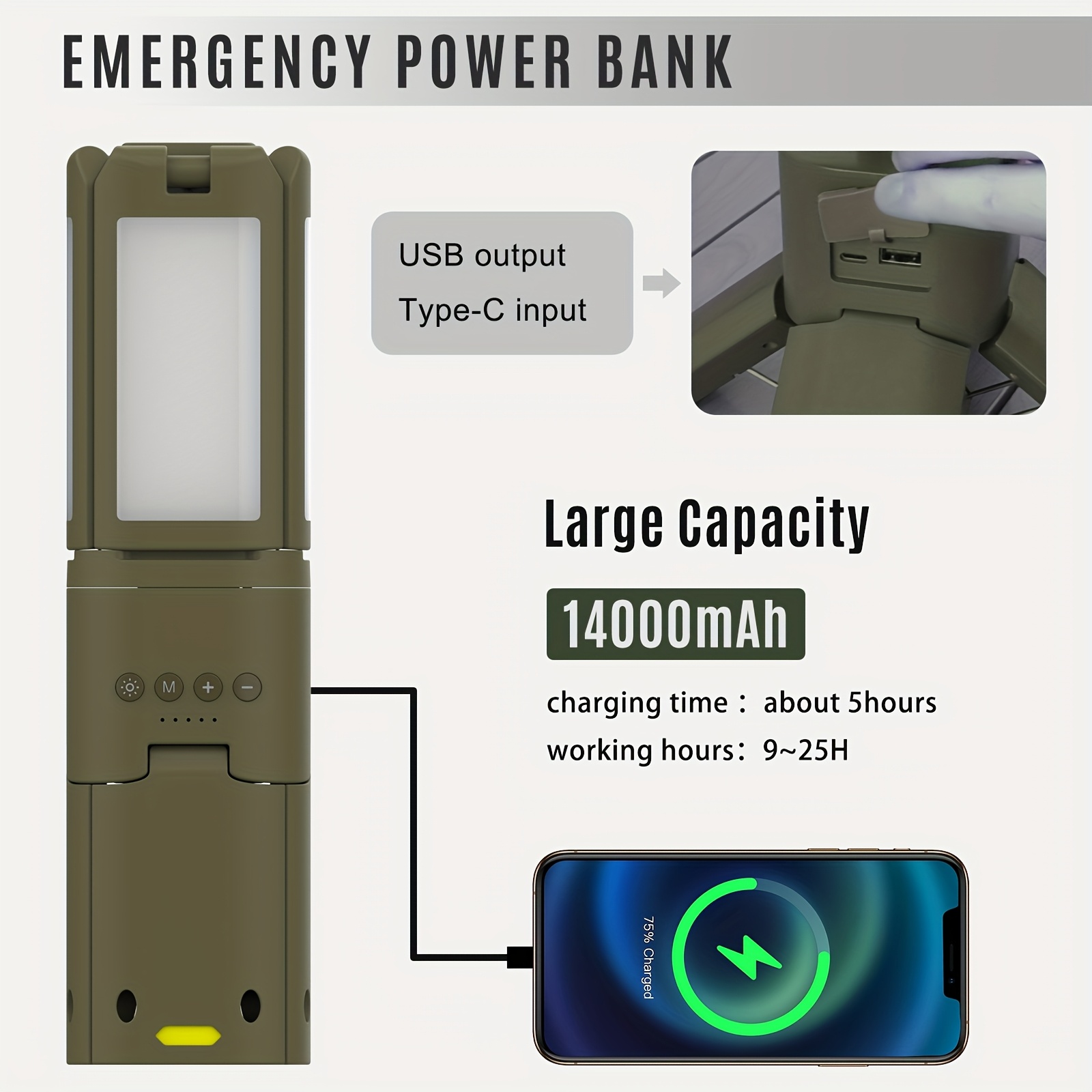 Camping Lantern, 14000mAh Rech - Outdoor Lighting Lamps avaliação e preço