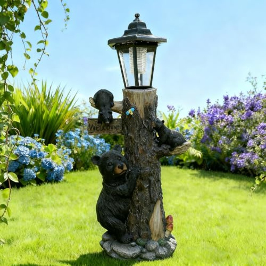 Outdoor garden bear statue wit - Outdoor Lighting On Trees avaliação e preço