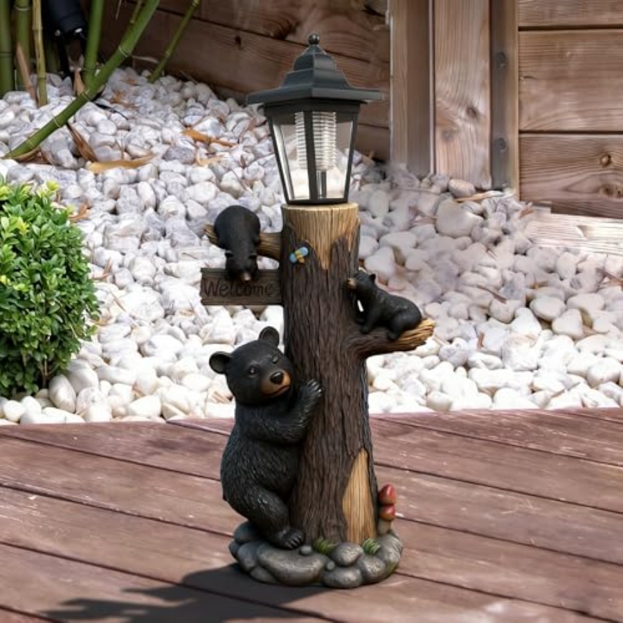Outdoor garden bear statue wit - Outdoor Lighting On Trees avaliação e preço