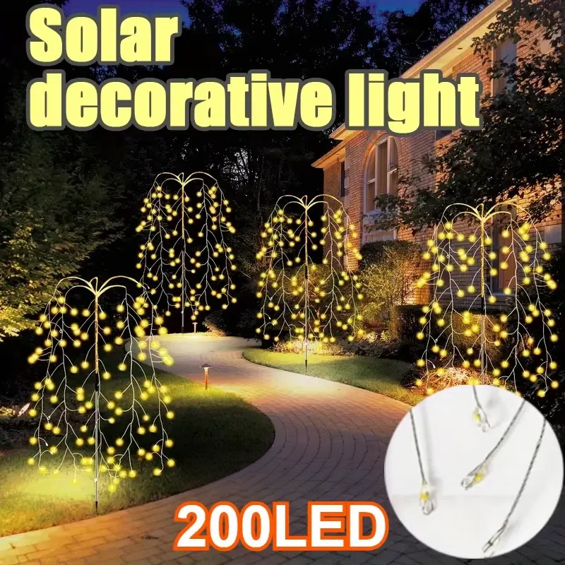 Solar Willow Tree Lights 200 L - Outdoor Lighting On Trees avaliação e preço