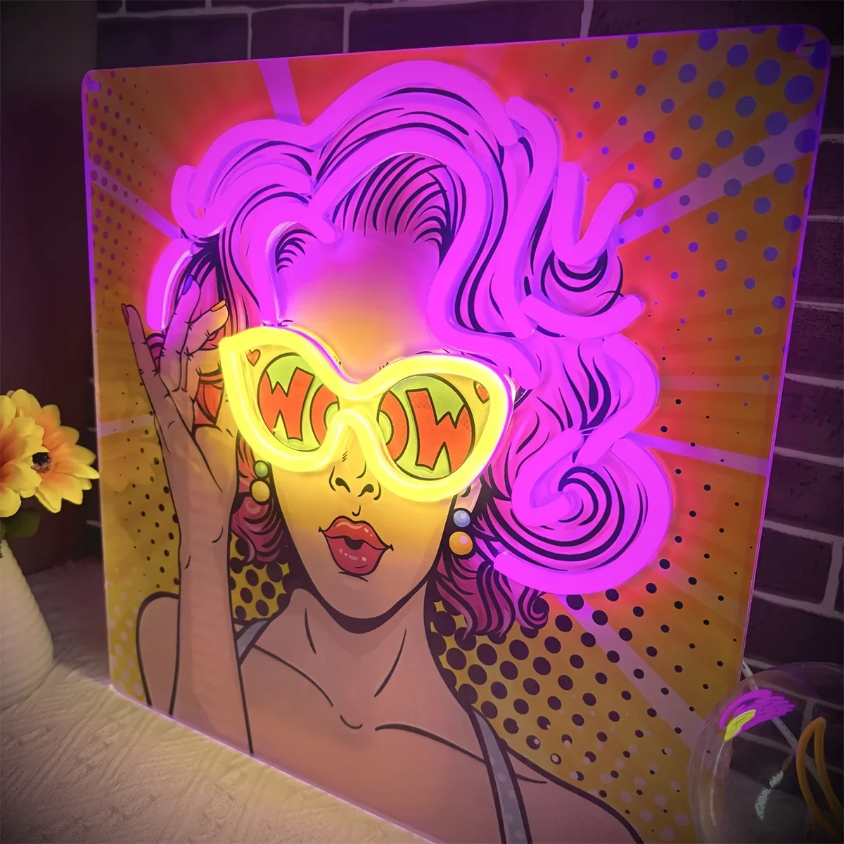 Wow Lady Pop Art LED Neon Sign - Outdoor Lighting Decor Wow avaliação e preço