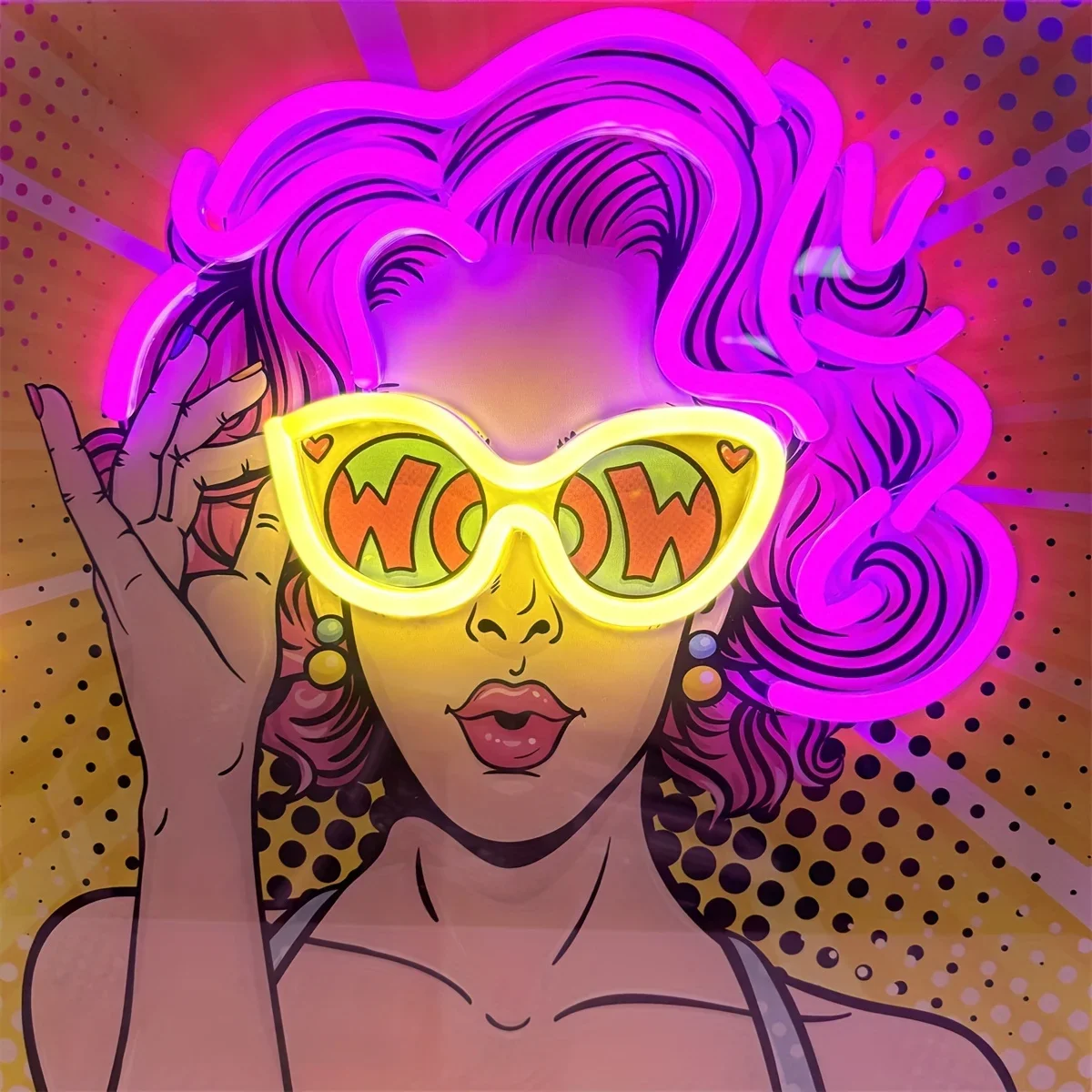 Wow Lady Pop Art LED Neon Sign - Outdoor Lighting Decor Wow avaliação e preço