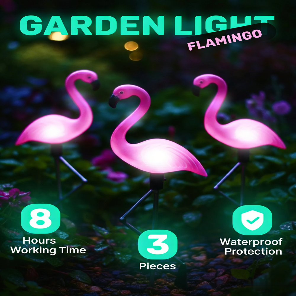 3Pcs Solar Powered Flamingo Gr - Outdoor Lighting Yard Stakes avaliação e preço