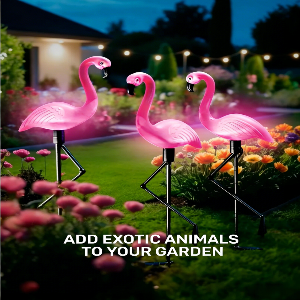 3Pcs Solar Powered Flamingo Gr - Outdoor Lighting Yard Stakes avaliação e preço