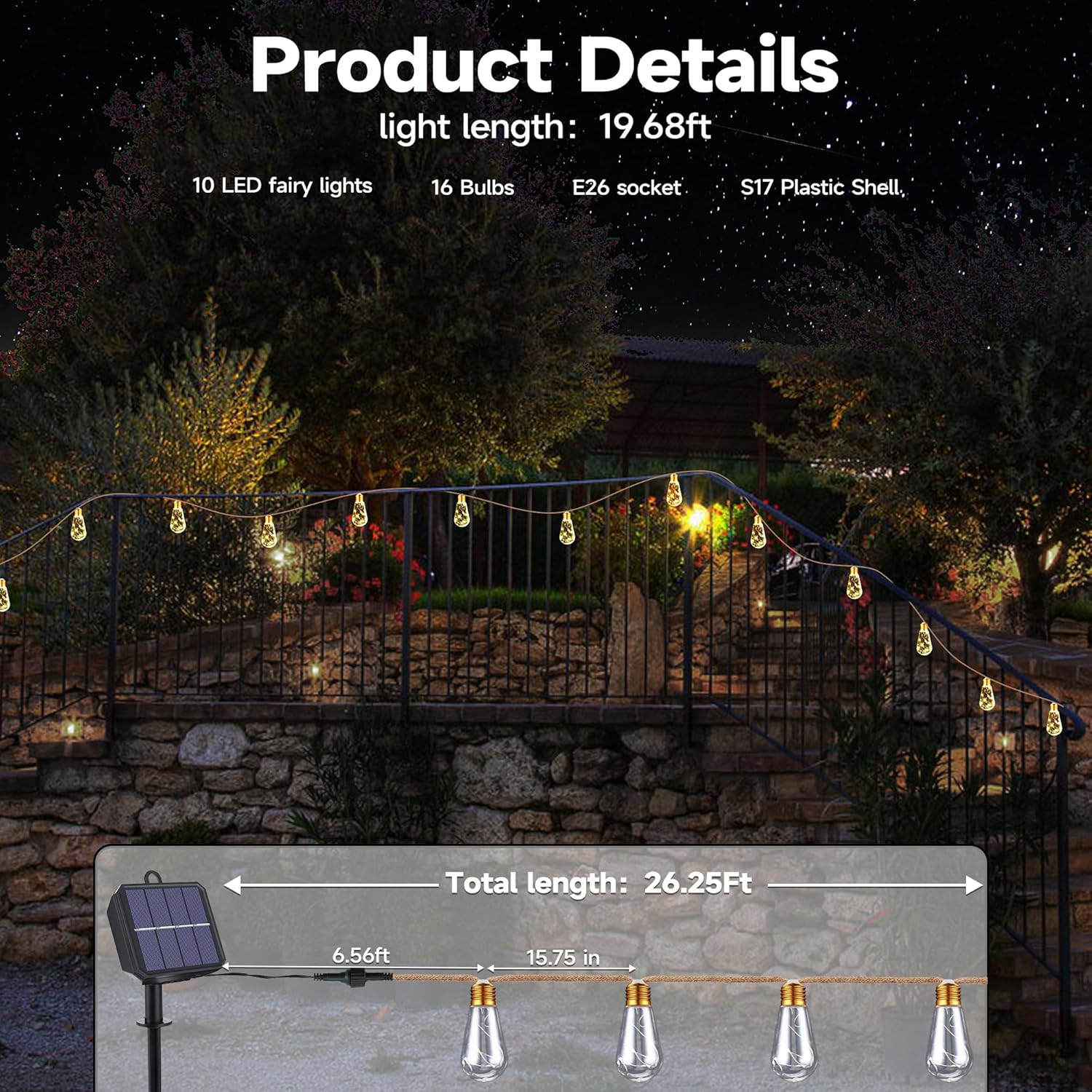 Solar Outdoor String Lights 20 - Outdoor Lighting Garden avaliação e preço