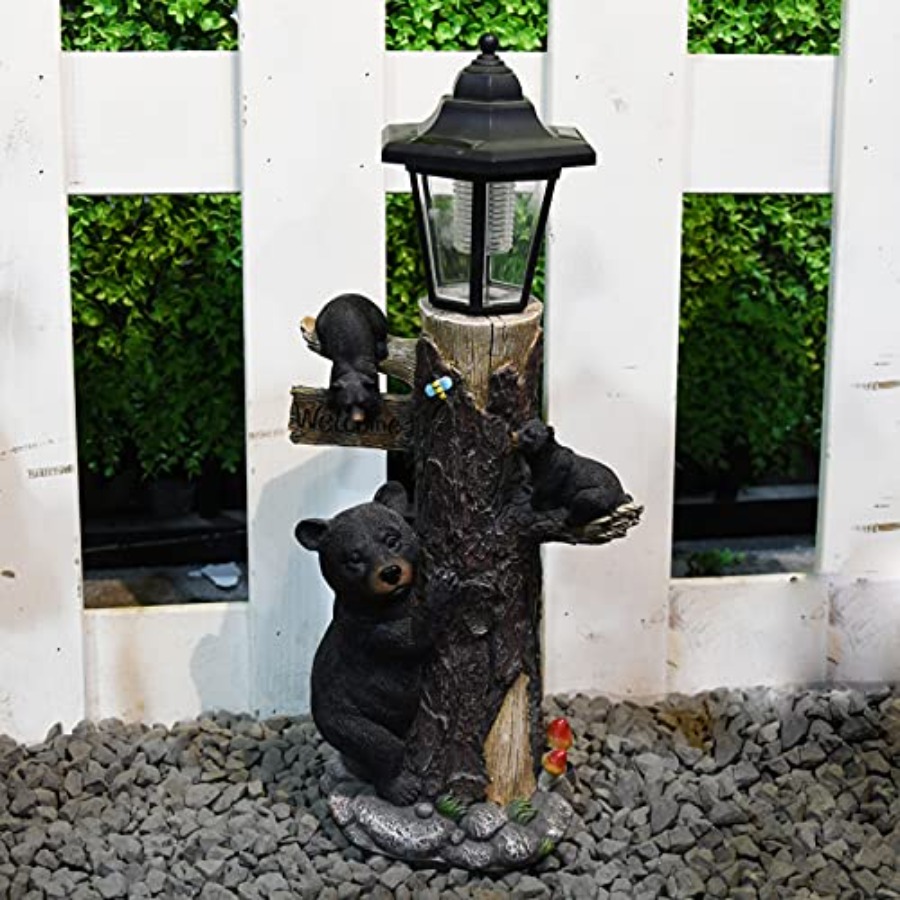 Bear Statue Welcome Sign Garde - Outdoor Lighting On Trees avaliação e preço