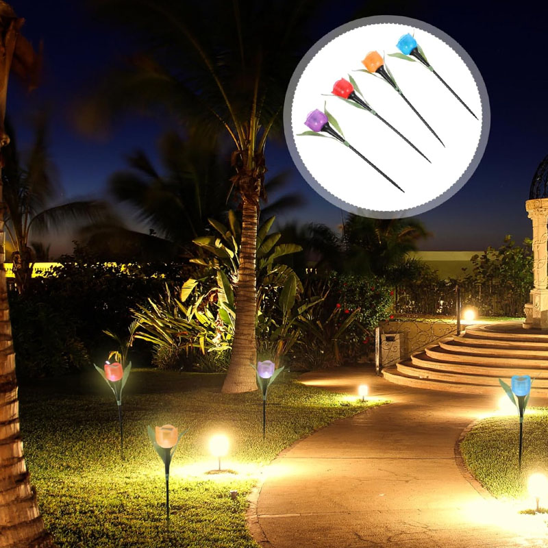 1-10PCS Solar Powered Tulip Gr - Outdoor Lighting Yard Stakes avaliação e preço