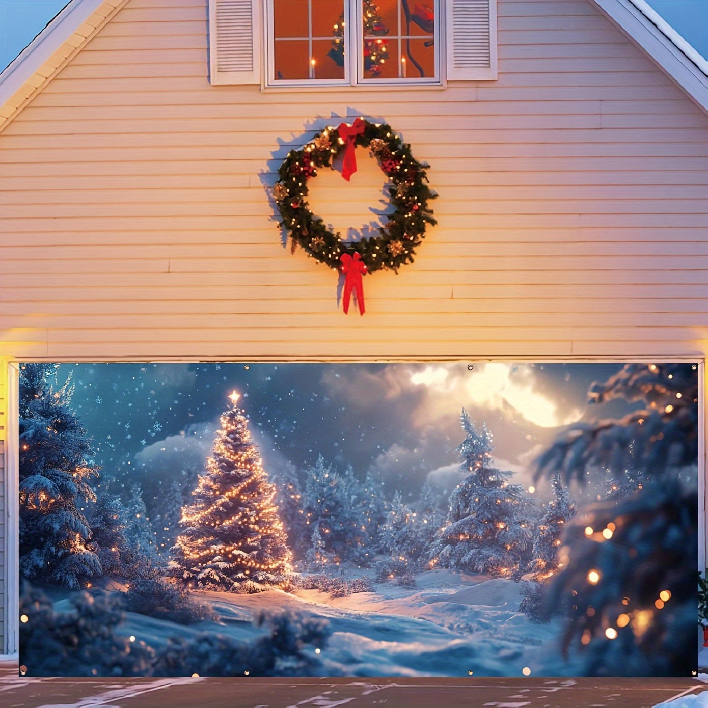 Sparkling Christmas Garage Ban - Outdoor Lighting On Trees avaliação e preço