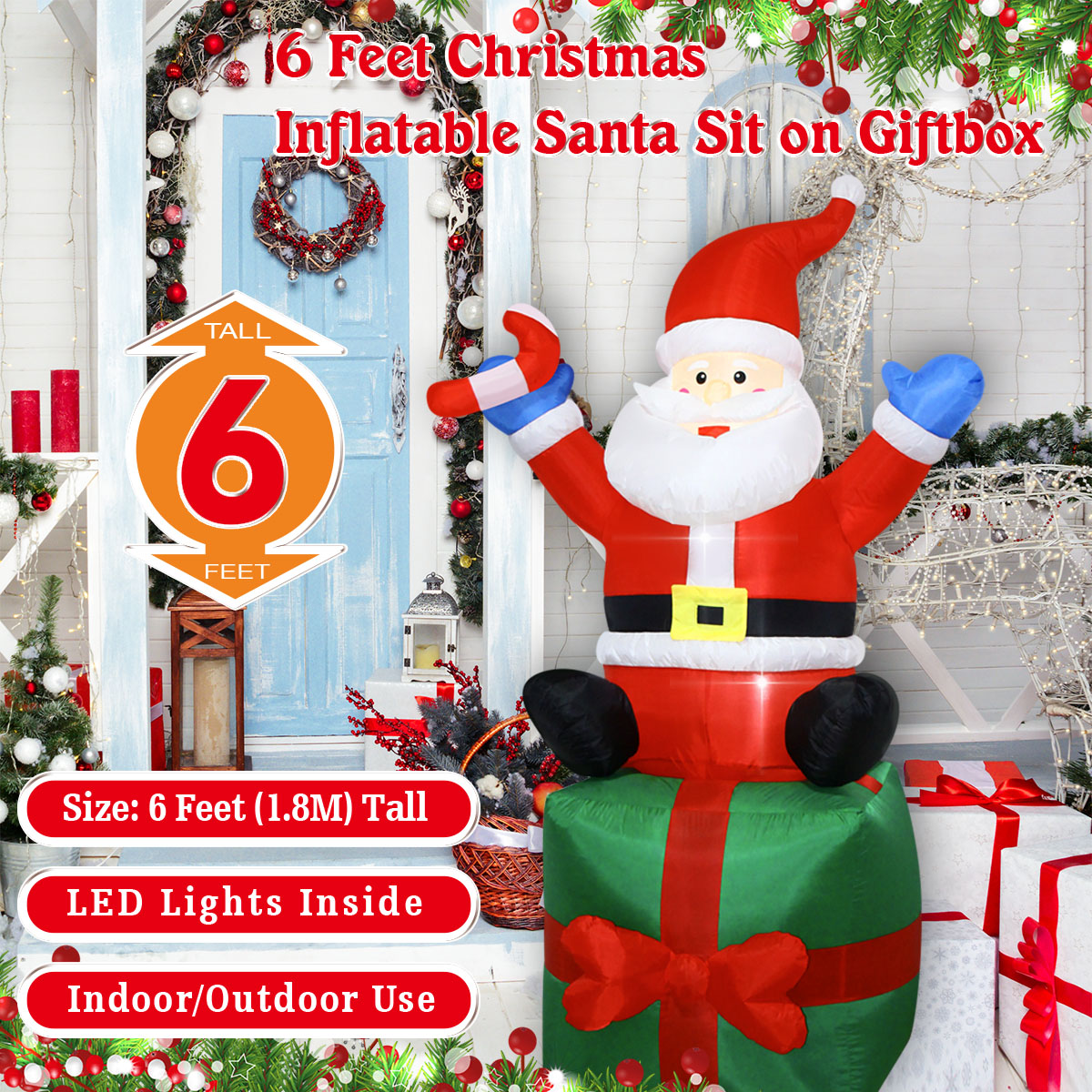 6 FT Christmas Inflatables San - Outdoor Lighting Box avaliação e preço