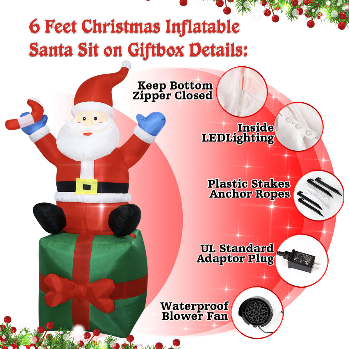6 FT Christmas Inflatables San - Outdoor Lighting Box avaliação e preço