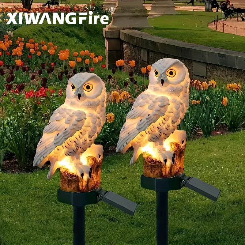 Solar Owl Statue Garden Light  - Outdoor Lighting And Landscape avaliação e preço