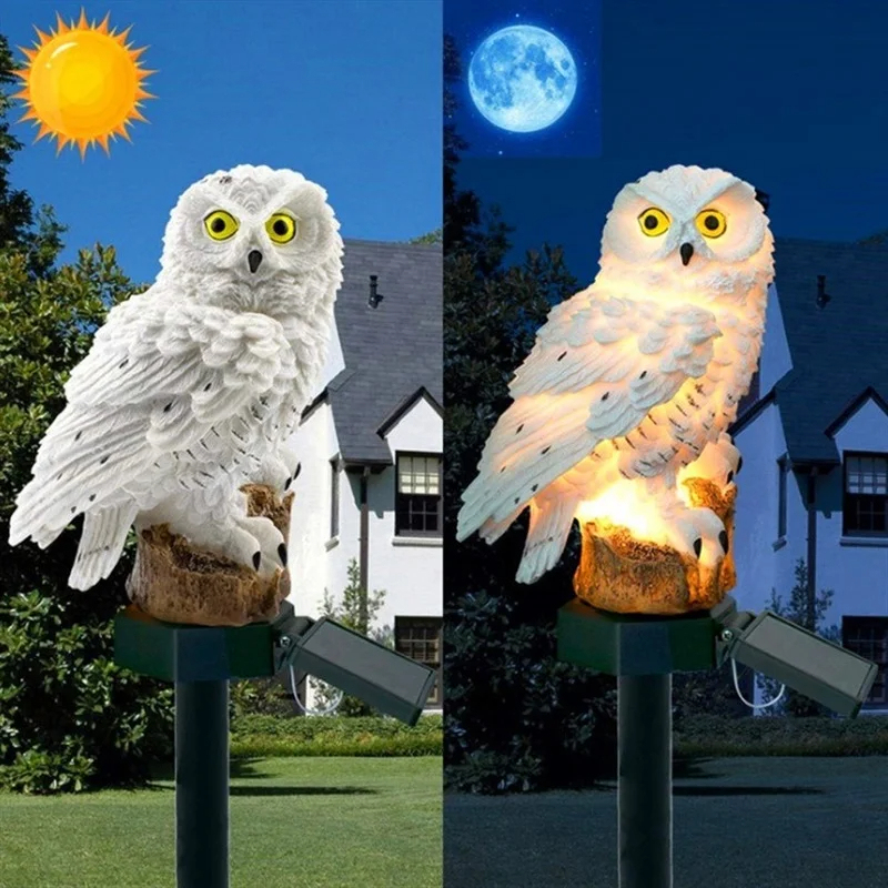 Solar Owl Statue Garden Light  - Outdoor Lighting And Landscape avaliação e preço