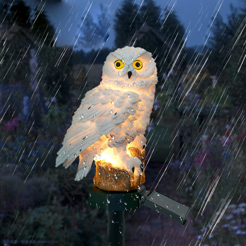 Solar Owl Statue Garden Light  - Outdoor Lighting And Landscape avaliação e preço