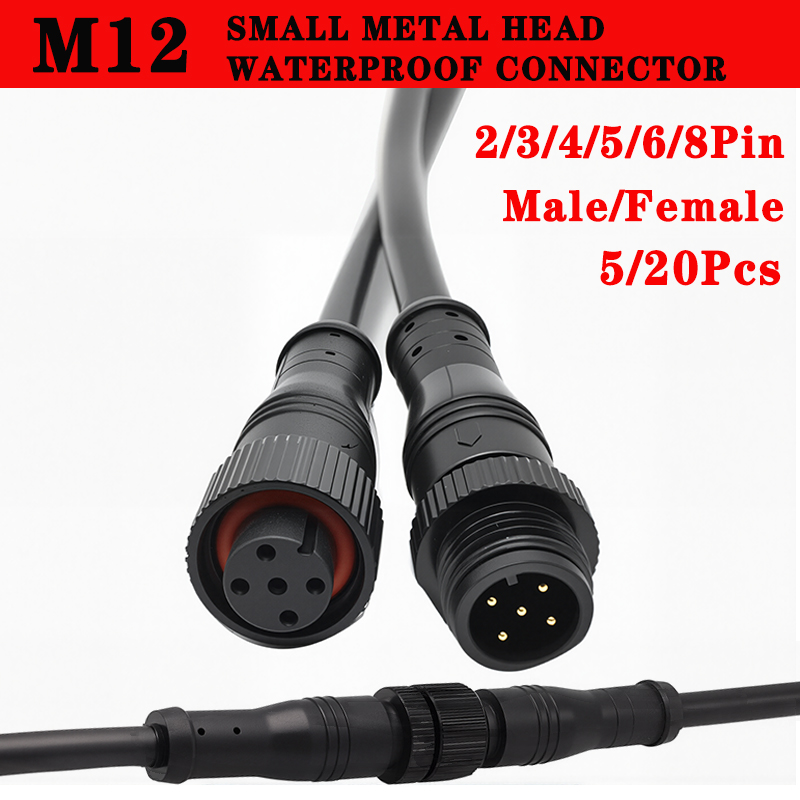 5/20Pcs M12 Small Metal Head W - Outdoor Lighting Extension Cable avaliação e preço