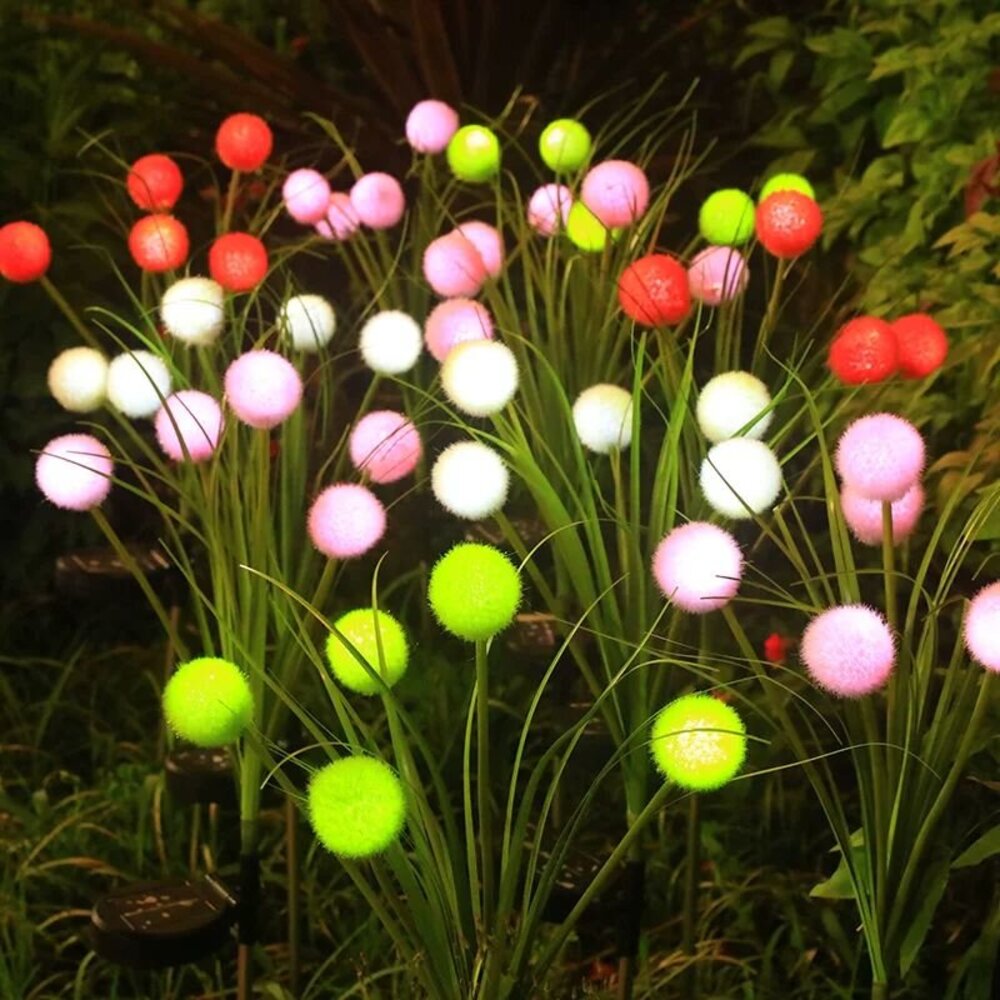 1/2PCs Pom-Pom Solar LED Stake - Outdoor Lighting Yard Stakes avaliação e preço