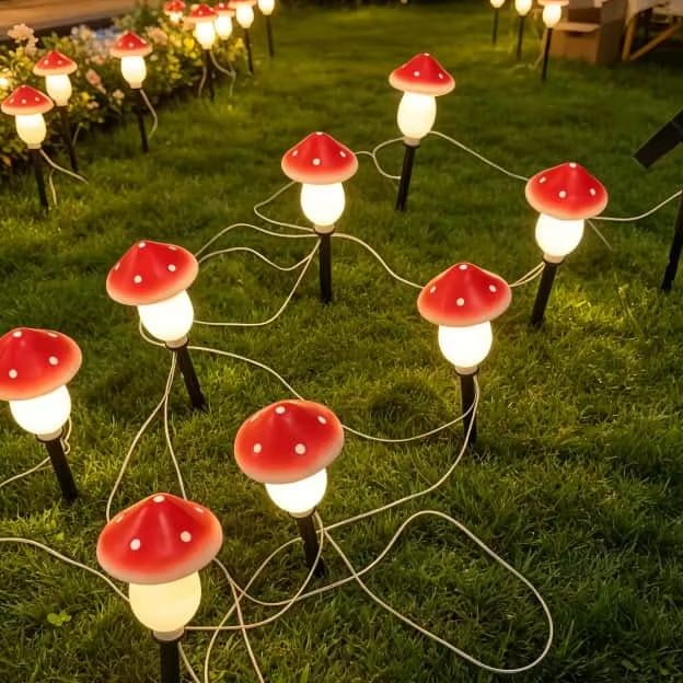 Solar Mushroom String Lights W - Outdoor Lighting Yard Stakes avaliação e preço