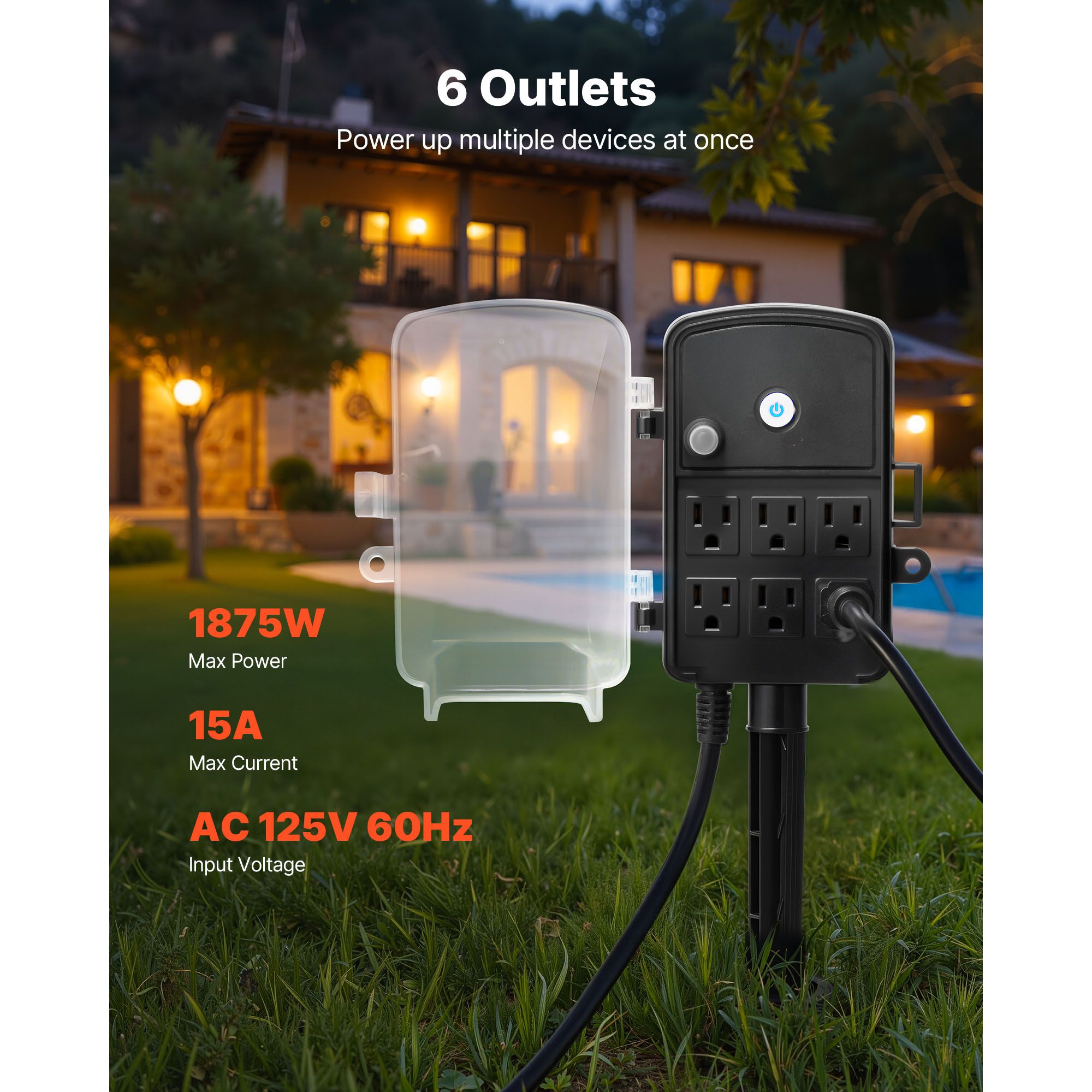 Outdoor Power Stake 25FT Exten - Outdoor Lighting Yard Stakes avaliação e preço